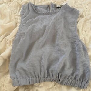 Paper Crane Periwinkle Blue Textured Sleeveless Crop Top Elastic Hem S